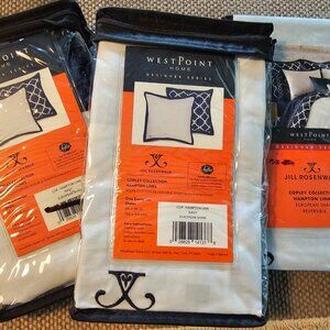 WestPoint HOME 3 Euro Pillow shams Blue and White